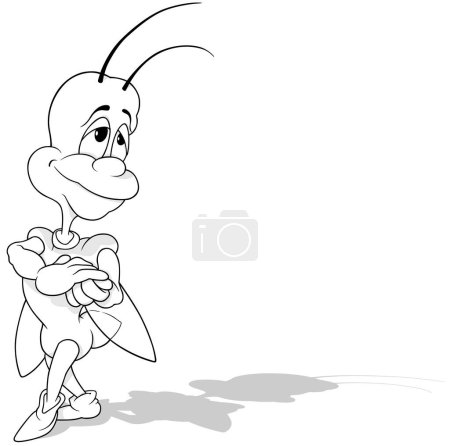 Illustration for Drawing of a Standing Amorous Beetle with a Dreamy Expression - Cartoon Illustration Isolated on White Background, Vector - Royalty Free Image