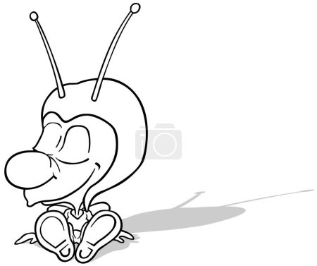 Ilustración de Dibujo de un escarabajo sentado y dormido - Ilustración de dibujos animados aislados sobre fondo blanco, Vector - Imagen libre de derechos