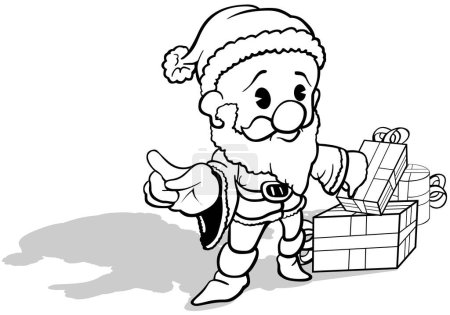 Ilustración de Dibujo del pequeño Papá Noel con regalos - Ilustración de dibujos animados aislados sobre fondo blanco, Vector - Imagen libre de derechos