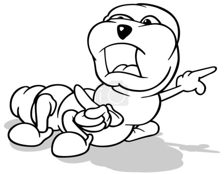 Ilustración de Dibujo de una oruga con la boca abierta y señalando con su dedo - Ilustración de dibujos animados aislado sobre fondo blanco, Vector - Imagen libre de derechos