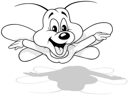 Ilustración de Dibujo de risa y alegre escarabajo volador desde la vista frontal - Ilustración de dibujos animados aislados sobre fondo blanco, Vector - Imagen libre de derechos