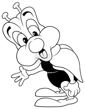 Ilustración de Dibujo de un escarabajo sorprendido con una cabeza girada - Ilustración de dibujos animados aislados sobre fondo blanco, Vector - Imagen libre de derechos