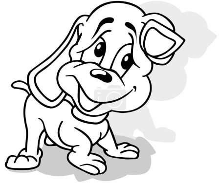 Illustration for Drawing of a Cute Puppy from Side View - Cartoon Illustration Isolated on White Background, Vector - Royalty Free Image
