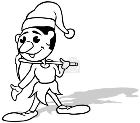 Ilustración de Un dibujo de un enano con un pico en el hombro - Ilustración de dibujos animados aislados sobre fondo blanco, Vector - Imagen libre de derechos