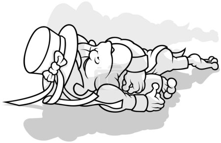 Illustration for Drawing of a Waterman with a Hat Sleeps on the Ground - Cartoon Illustration Isolated on White Background, Vector - Royalty Free Image