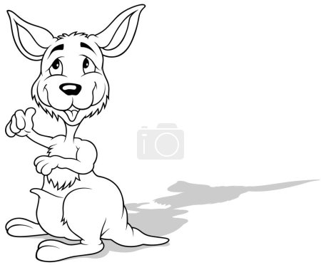 Illustration for Drawing of a Standing Kangaroo with Paw Raised and Head Turned - Cartoon Illustration Isolated on White Background, Vector - Royalty Free Image