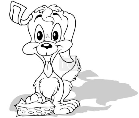 Ilustración de Dibujo de un lindo perrito de pie sobre una esponja - Ilustración de dibujos animados aislados sobre fondo blanco, Vector - Imagen libre de derechos