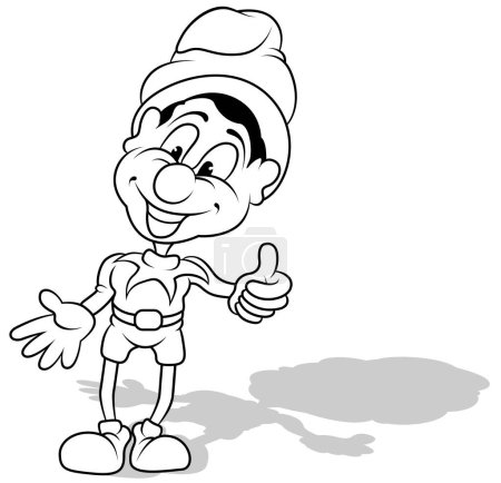 Ilustración de Dibujo de un payaso sonriente en un disfraz con un pulgar hacia arriba - Ilustración de dibujos animados aislados sobre fondo blanco, Vector - Imagen libre de derechos