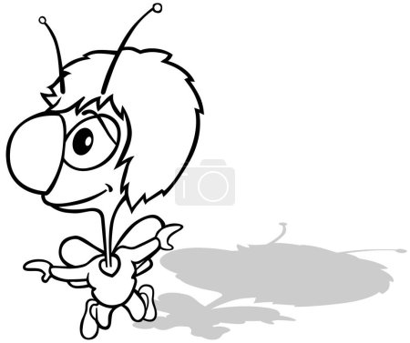 Illustration for Drawing of a Flying Beetle with its Head Turned - Cartoon Illustration Isolated on White Background, Vector - Royalty Free Image