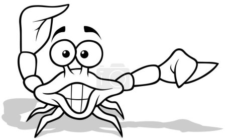 Illustration for Drawing of a Funny Beach Crab with Big Eyes and a Smile - Cartoon Illustration Isolated on White Background, Vector - Royalty Free Image