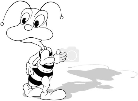 Ilustración de Dibujo de una abeja sin alas sorprendida con la cabeza vuelta - Ilustración de dibujos animados aislados sobre fondo blanco, Vector - Imagen libre de derechos