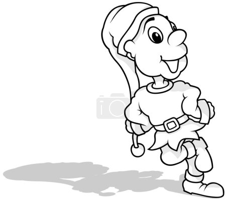 Illustration for Drawing of a Cute Leprechaun Dancing on the Ground - Cartoon Illustration Isolated on White Background, Vector - Royalty Free Image
