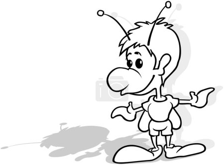 Ilustración de Dibujo de un escarabajo de pie con los brazos abiertos - Ilustración de dibujos animados aislados sobre fondo blanco, Vector - Imagen libre de derechos