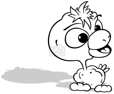 Ilustración de Dibujo de un lindo pollo con una gran cabeza vuelta a un lado - Ilustración de dibujos animados aislados sobre fondo blanco, Vector - Imagen libre de derechos
