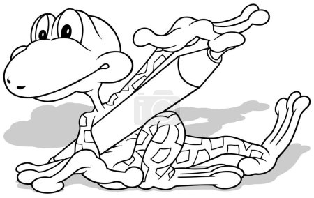 Ilustración de Dibujo de una rana sentada sosteniendo una pluma con punta de fieltro bajo su brazo - Ilustración de dibujos animados aislada sobre fondo blanco, Vector - Imagen libre de derechos