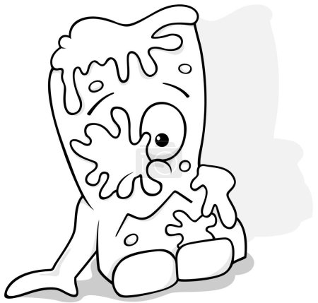 Téléchargez les illustrations : Un dessin d'un monstre éponge poubelle enduit de boue - Illustration de bande dessinée isolée sur fond blanc, vectoriel - en licence libre de droit
