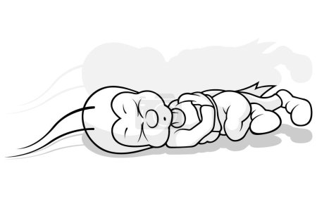 Ilustración de Dibujo de un grillo durmiendo en el suelo - Ilustración de dibujos animados aislados sobre fondo blanco, Vector - Imagen libre de derechos