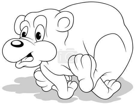 Téléchargez les illustrations : Dessin d'un ours en peluche en cours d'exécution avec une expression effrayante sur son visage Illustration de bande dessinée isolé sur fond blanc, vecteur - en licence libre de droit