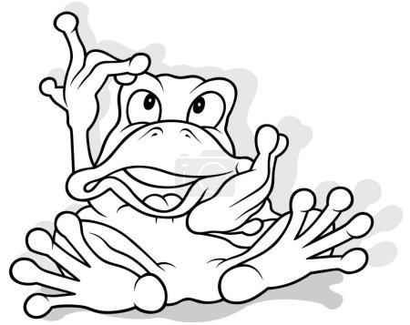 Illustration for Drawing of a Frog Gesturing with his Hands - Cartoon Illustration Isolated on White Background, Vector - Royalty Free Image