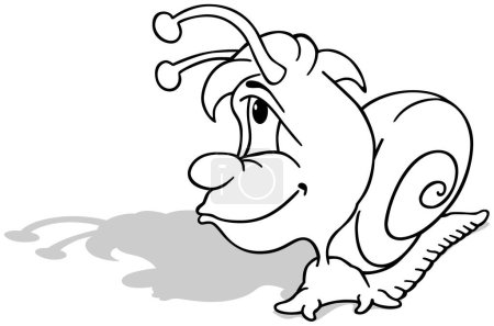 Ilustración de Dibujo de un caracol divertido con una cabeza grande - Ilustración de dibujos animados aislados sobre fondo blanco, Vector - Imagen libre de derechos