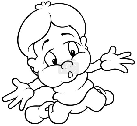 Ilustración de Dibujo de un niño arrodillado - Ilustración de dibujos animados aislado sobre fondo blanco, Vector - Imagen libre de derechos