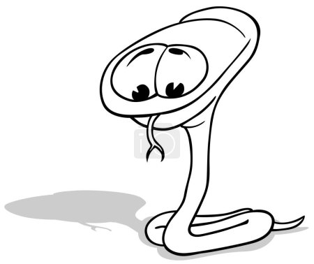 Téléchargez les illustrations : Dessin d'un serpent drôle avec une grande tête Illustration de bande dessinée isolé sur fond blanc, vecteur - en licence libre de droit