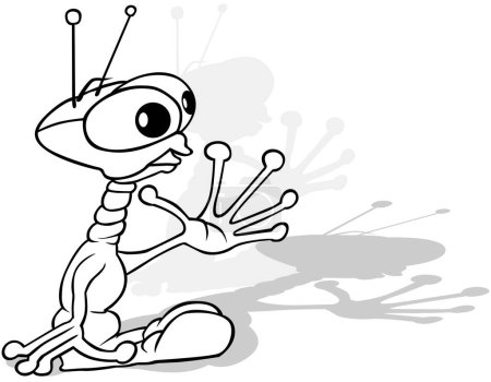 Ilustración de Dibujo de un Extraterrestre Divertido con Manos Grandes y Ojos Enrollados - Ilustración de Dibujos Animados Aislados sobre Fondo Blanco, Vector - Imagen libre de derechos