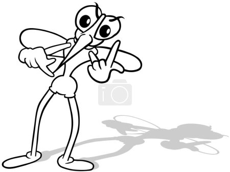 Illustration for Drawing of a Mosquito Gesticulating with his Hands - Cartoon Illustration Isolated on White Background, Vector - Royalty Free Image