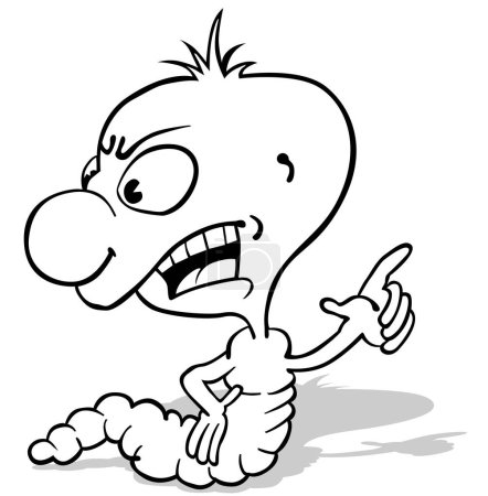 Ilustración de Dibujo de un gusano enojado señalando su dedo - Ilustración de dibujos animados aislados sobre fondo blanco, Vector - Imagen libre de derechos