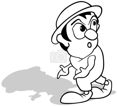 Ilustración de Dibujo de una figura de palo con la cabeza vuelta hacia atrás - Ilustración de dibujos animados aislados sobre fondo blanco, Vector - Imagen libre de derechos