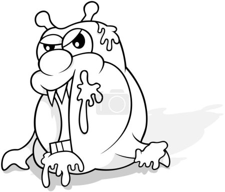 Illustration for Drawing of a Garbage Monster with Slime on his Body - Cartoon Illustration Isolated on White Background, Vector - Royalty Free Image