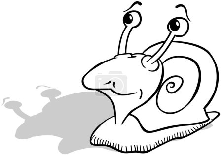 Ilustración de Dibujo de un caracol divertido con ojos en tallos largos - Ilustración de dibujos animados aislados sobre fondo blanco, Vector - Imagen libre de derechos
