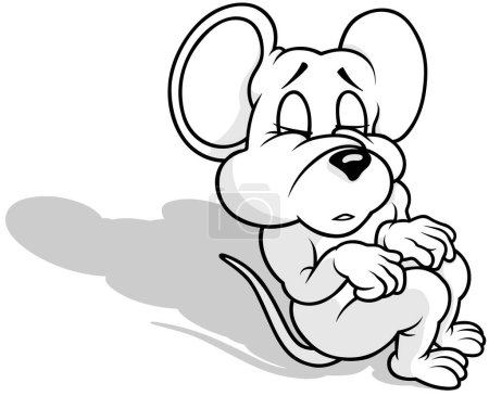 Illustration for Drawing of a Mouse with Closed Eyes Sleeping - Cartoon Illustration Isolated on White Background, Vector - Royalty Free Image