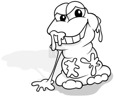 Téléchargez les illustrations : Dessin d'un monstre poubelle avec de la boue sur son corps Illustration de bande dessinée isolé sur fond blanc, vecteur - en licence libre de droit