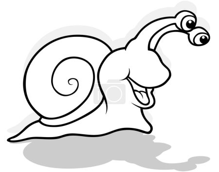 Illustration for Drawing of a Laughing Snail from Profile - Cartoon Illustration Isolated on White Background, Vector - Royalty Free Image