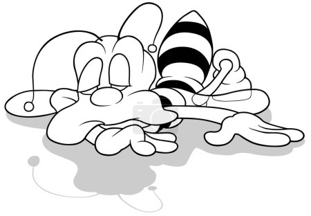 Ilustración de Dibujo de una linda avispa durmiente - Ilustración de dibujos animados aislados sobre fondo blanco, Vector - Imagen libre de derechos