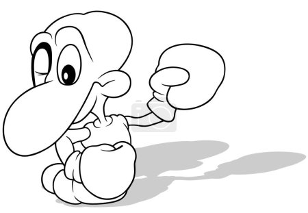 Illustration for Drawing of a Worm with Boxing Gloves - Cartoon Illustration Isolated on White Background, Vector - Royalty Free Image