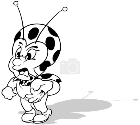Illustration for Drawing of an Angry Ladybug - Cartoon Illustration Isolated on White Background, Vector - Royalty Free Image
