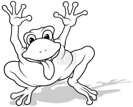 Ilustración de Dibujo de una rana divertida con patas levantadas - Ilustración de dibujos animados aislados sobre fondo blanco, Vector - Imagen libre de derechos