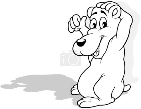 Illustration for Drawing of a Smiling Polar Bear with Raised Paws - Cartoon Illustration Isolated on White Background, Vector - Royalty Free Image