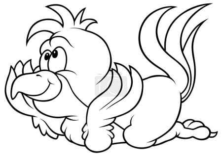 Illustration for Drawing of a Cute Lying Parrot - Cartoon Illustration Isolated on White Background, Vector - Royalty Free Image
