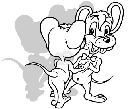 Téléchargez les illustrations : Dessin de deux souris dansantes - Illustration de bande dessinée isolée sur fond blanc, vecteur - en licence libre de droit