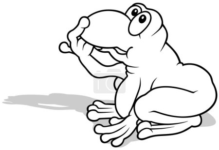 Ilustración de Dibujo de una rana pensante desde la vista lateral - Ilustración de dibujos animados aislados sobre fondo blanco, Vector - Imagen libre de derechos