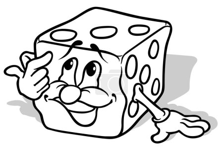 Illustration for A Drawing of a Dice with a Big Smile on its Face - Cartoon Illustration Isolated on White Background, Vector - Royalty Free Image