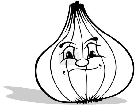 Illustration for Drawing of an Onion with a Face - Cartoon Illustration Isolated on White Background, Vector - Royalty Free Image