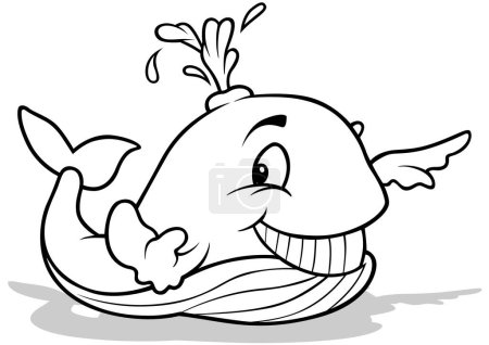 Ilustración de Dibujo de una ballena feliz con una gran sonrisa - Ilustración de dibujos animados aislados sobre fondo blanco, Vector - Imagen libre de derechos