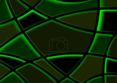 Ilustración de Fondo abstracto con mosaico iluminado de neón verde y rejilla con efectos de luz - Ilustración de colores, Vector - Imagen libre de derechos