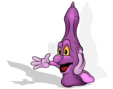 Ilustración de Pluma de fieltro de punta púrpura en perfil con mano extendida - Ilustración de dibujos animados aislado sobre fondo blanco, Vector - Imagen libre de derechos