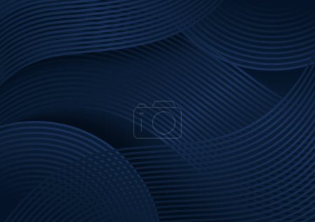 Ilustración de Fondo abstracto moderno con curvas de onda - Ilustración azul oscuro, Vector - Imagen libre de derechos