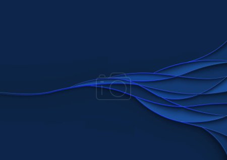 Téléchargez les illustrations : Fond bleu avec motif en couches ramifiées - Fond abstrait avec effet tridimensionnel et ombres portées, Illustration vectorielle - en licence libre de droit